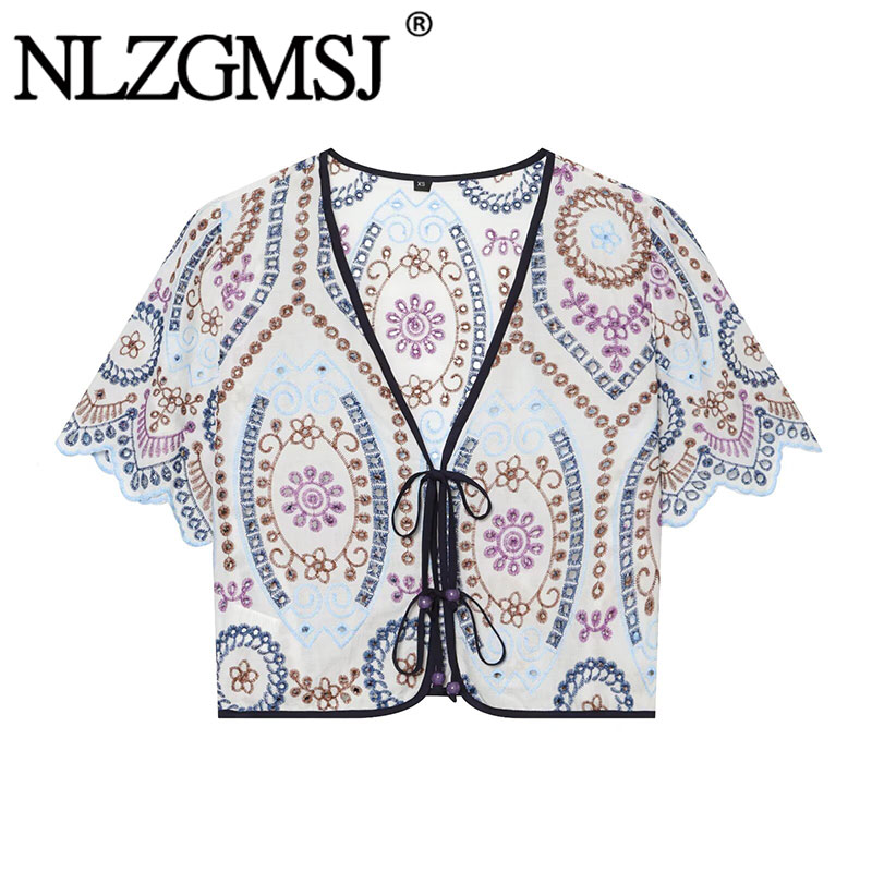 Embroidery Men Shirt - Nlzgmsj 2026 Summer Women Embroidered Blouse