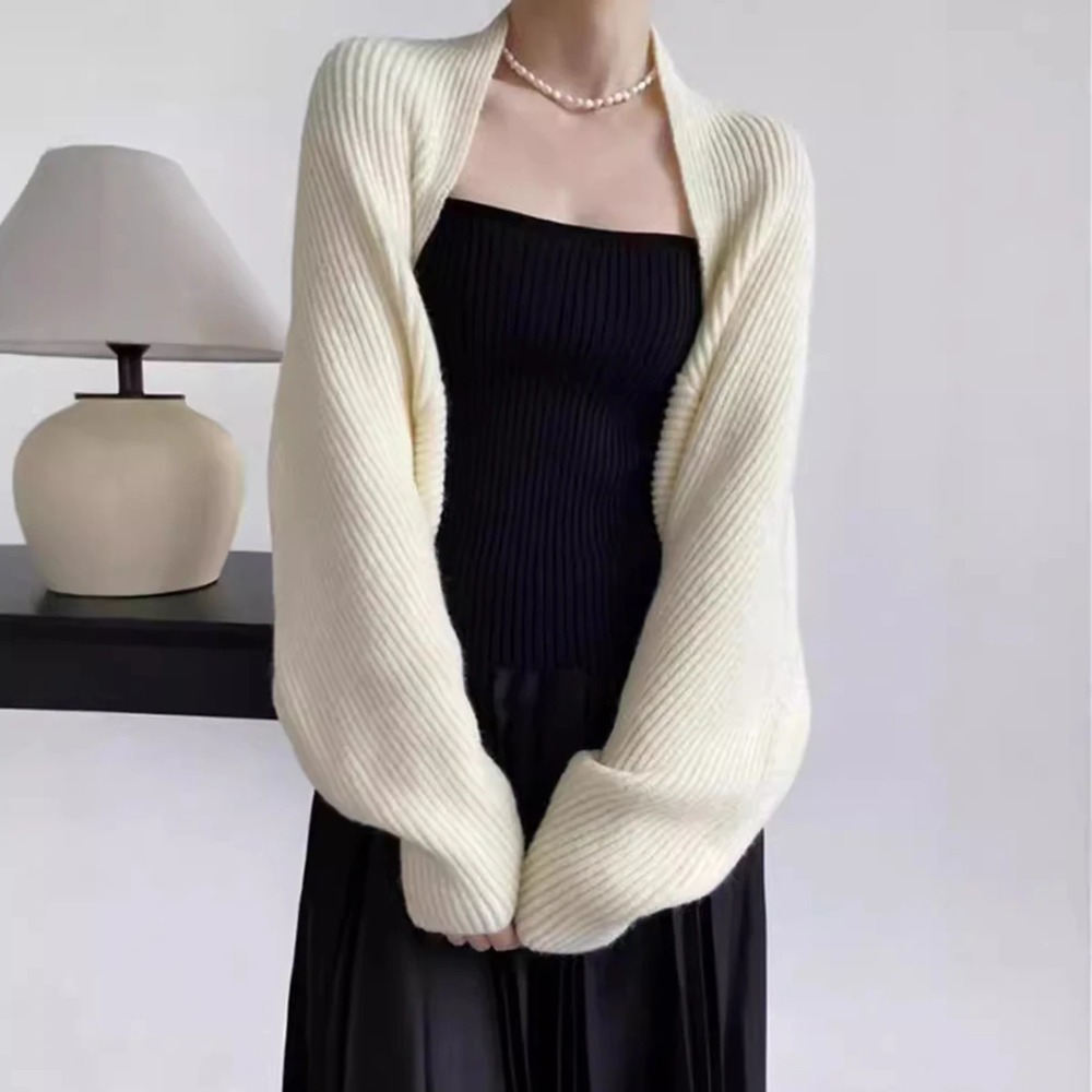 Embroidery Online - Knitted Solid Color Shawl With Sleeves
