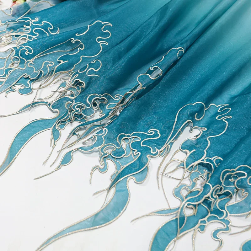 Embroidery Cloth - Chinese Style Embroidery Lotus Leaf Gradient