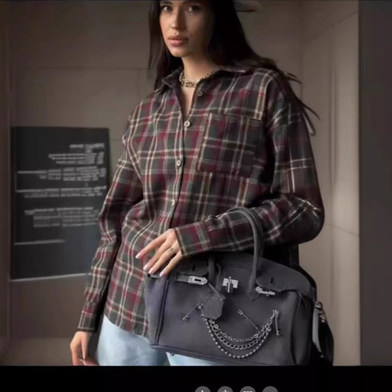 Embroidery Online - 2025 Fashion Baggy Plaid Women'S Blouse