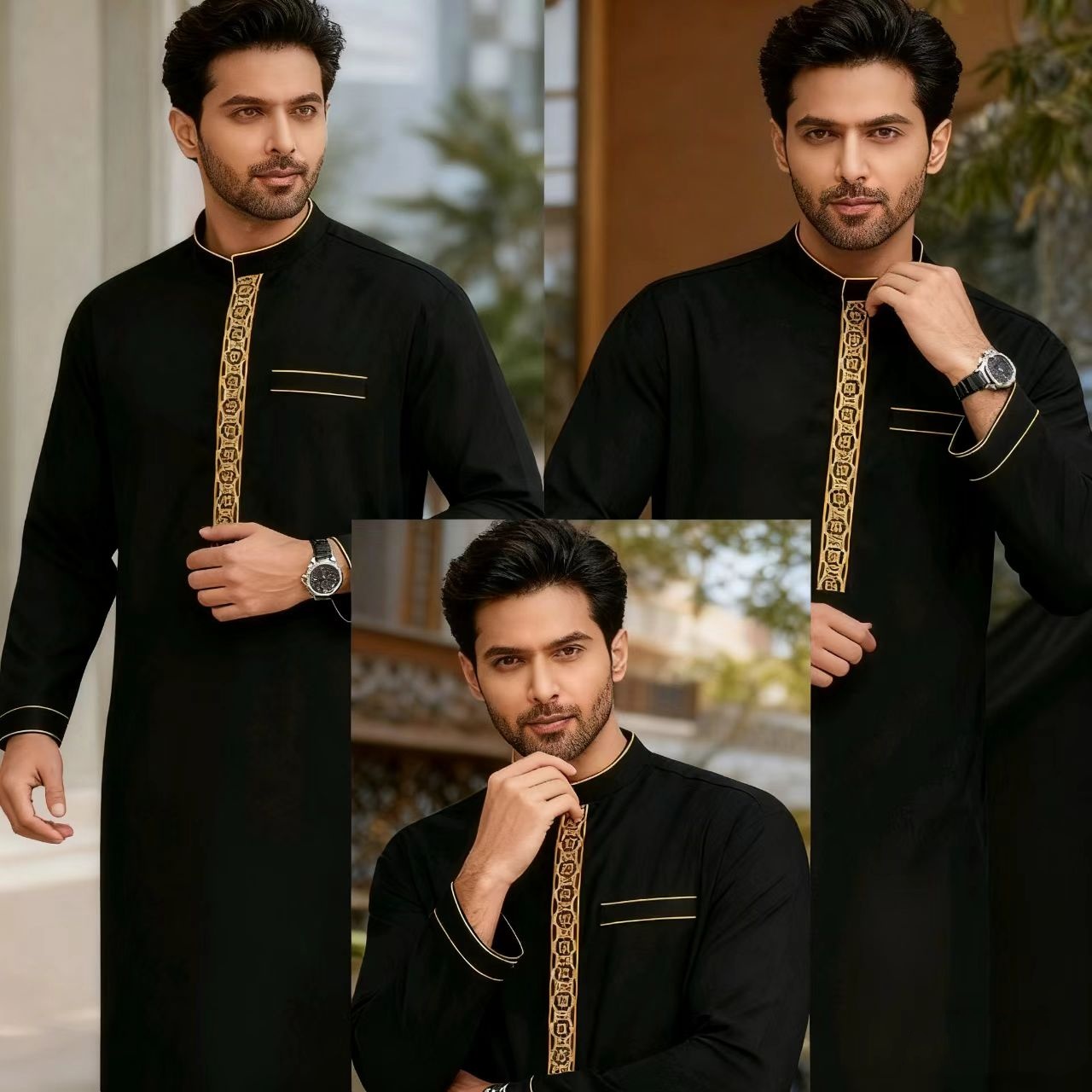 Embroidery Jersey - 2025Muslim ethnic style, men's robes, long-sleeved