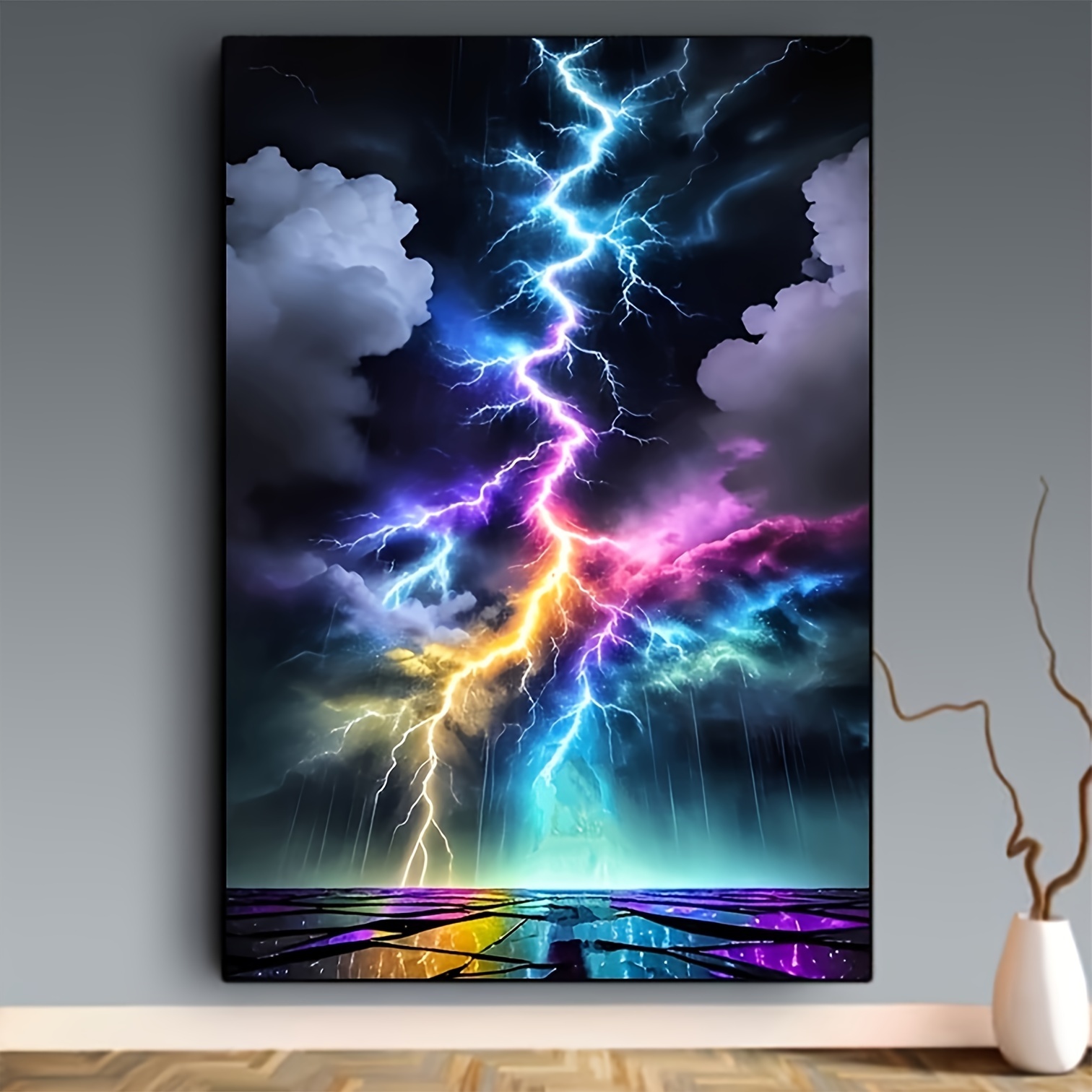 Embroidery Motif - DIY Diamond Painting Colorful Lightning Pattern