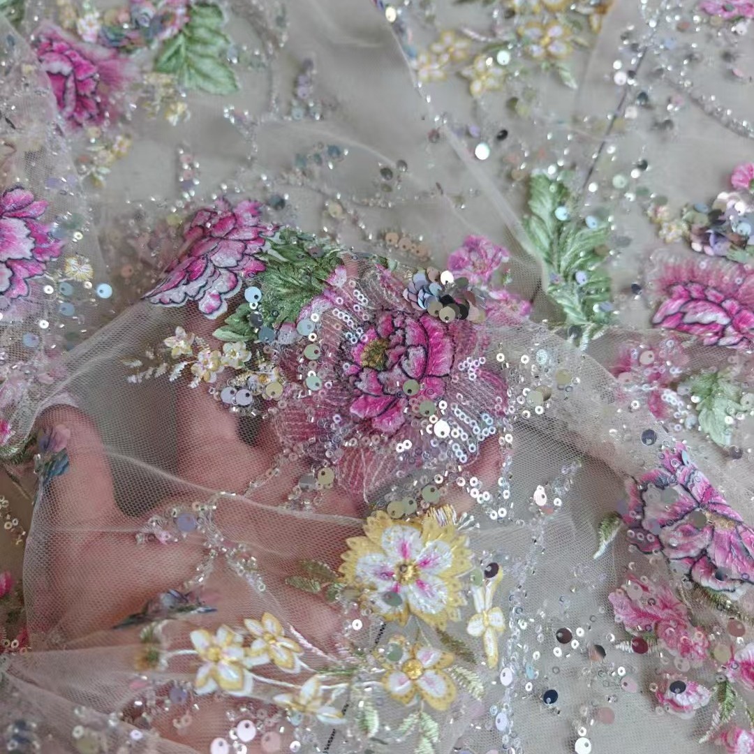 Embroidery Jersey - 1M 120Cm Wide Luxury Beaded Lace