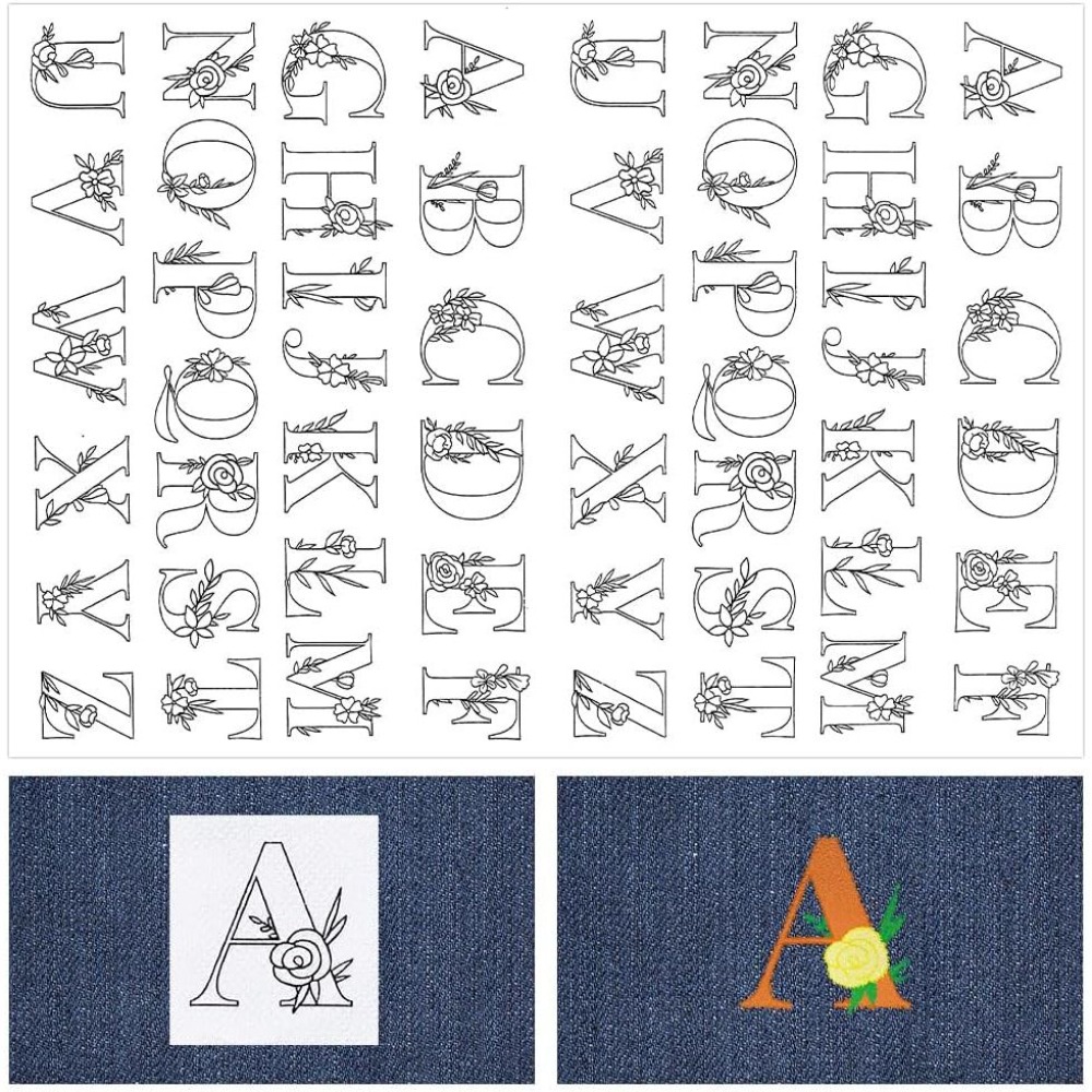 Water Soluble Stabilizer - 104Pcs Letter Embroidery Transfer Patterns Stabilizers
