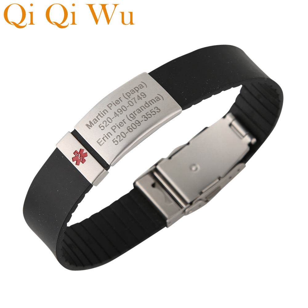 Embroidery Charm - Personalize Engraved Medical Sign Wristband for
