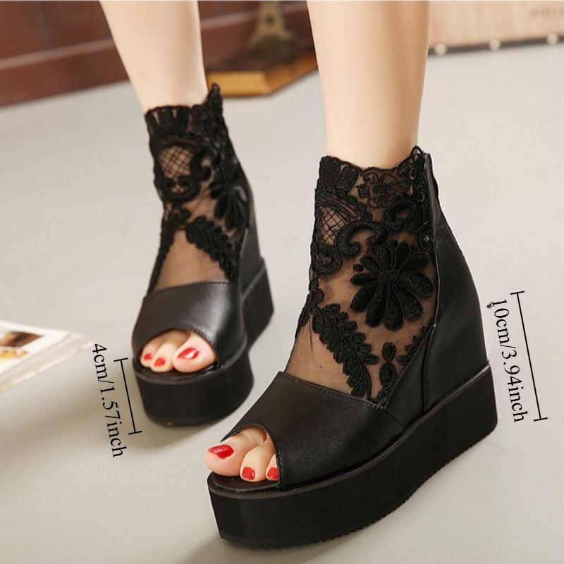 Embroidery Dress - Super High Heels Lace Summer Sandals