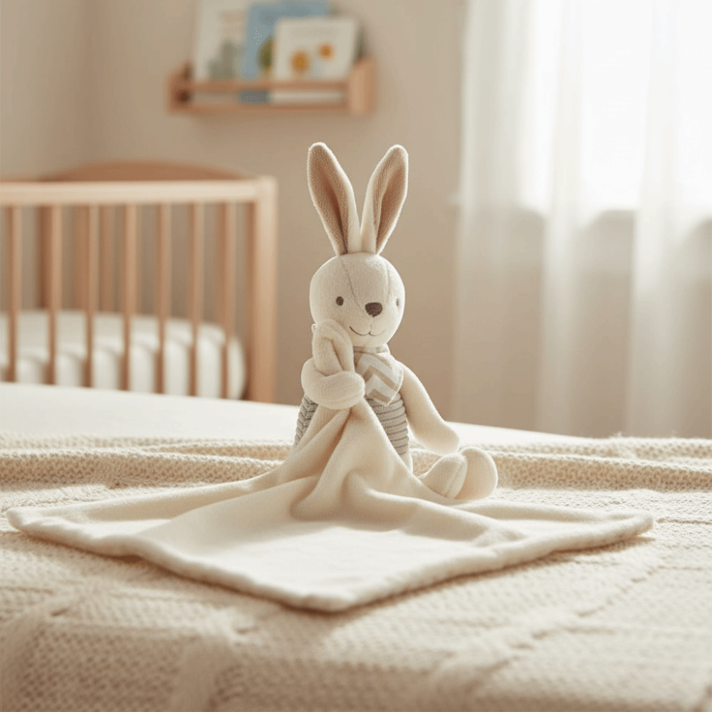 Embroidery Rabbit - Square Shape Baby Rabbit Comforter Cute