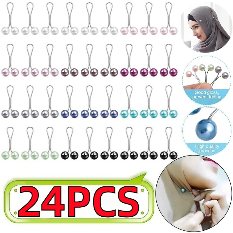 6/12/24PCS Pearls Pins Women S - Embroidery Hijab 评论和价格