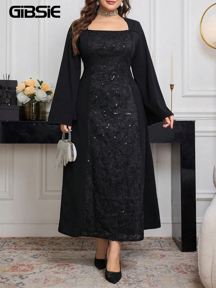 GIBSIE Plus Size Black Long Sl - Embroidery Motif 评论和价格