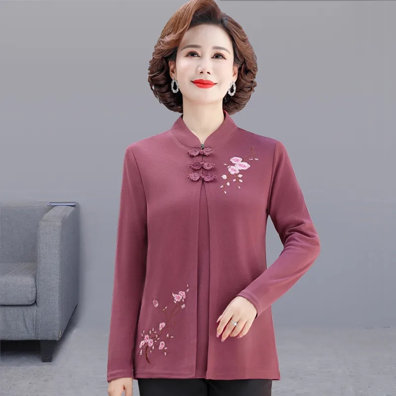 Middle-Aged Women Embroidery C - Embroidery Cardigan 评论和价格