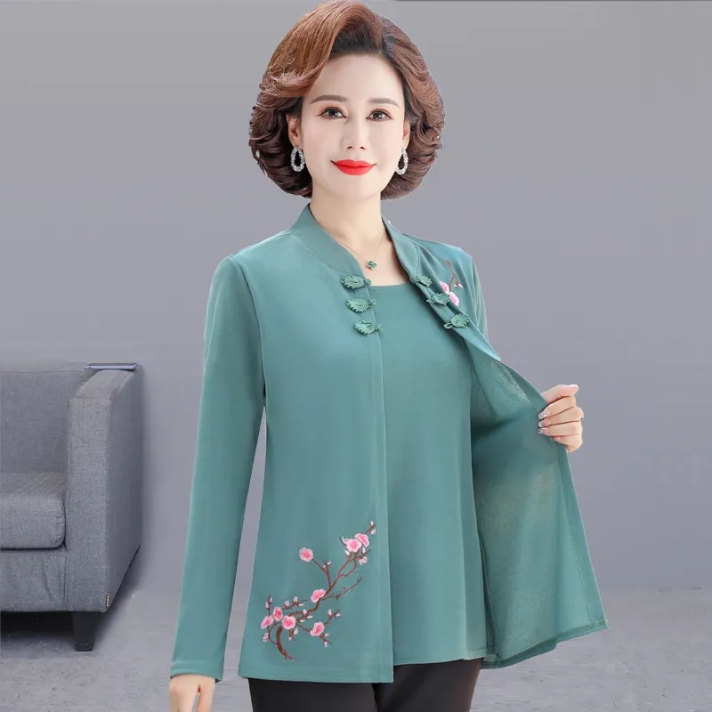 Middle-Aged Women Embroidery C - Embroidery Cardigan 评论和价格