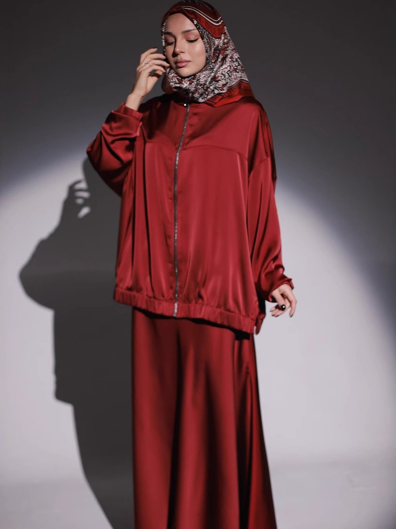 Muslim Dress Satin 2 Piece Set - Embroidery Online 评论和价格