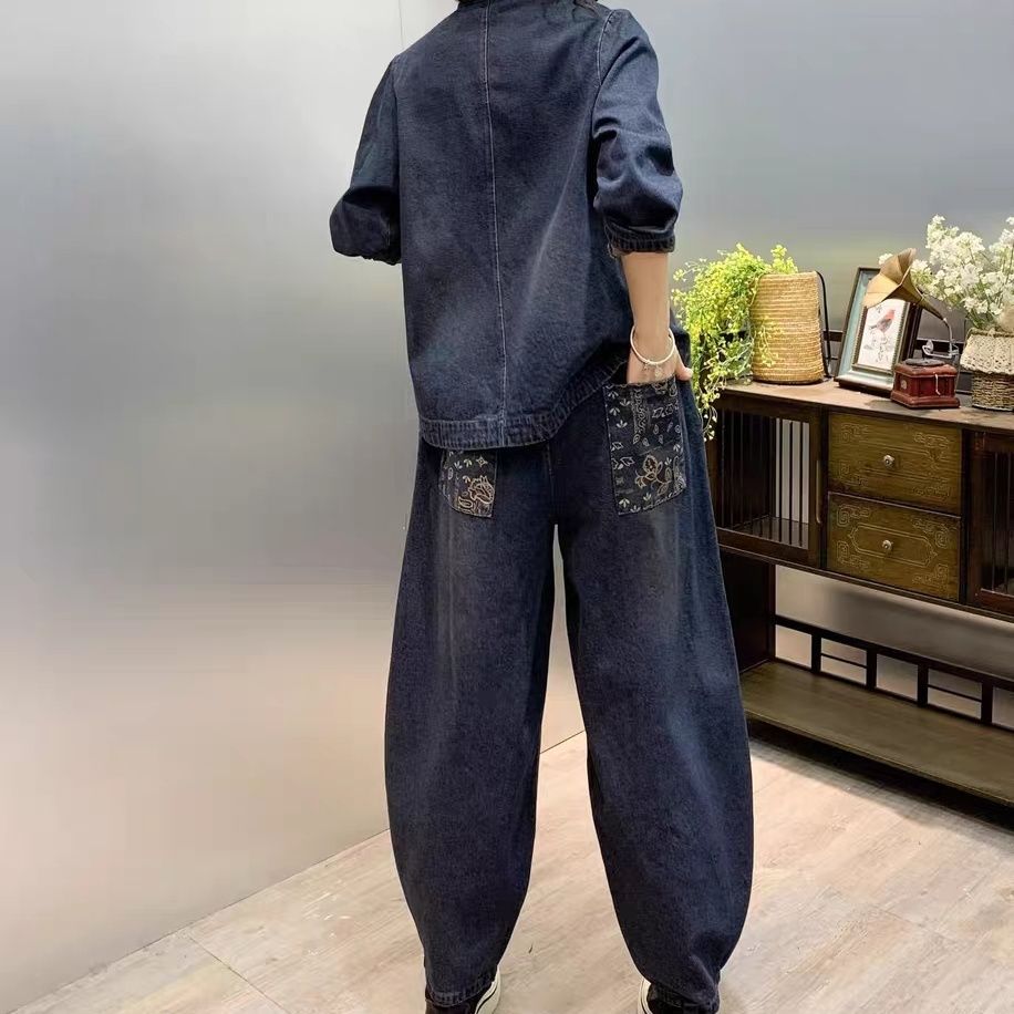 Vintage Button Loose Embroider - Embroidery Jeans 评论和价格
