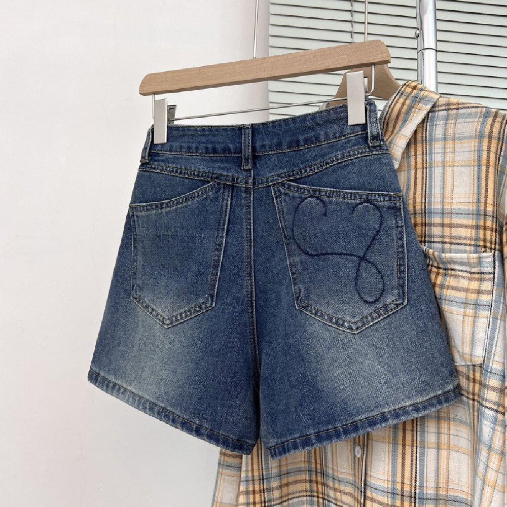 Vintage Embroidered Denim Shor - Embroidery Jeans 评论和价格