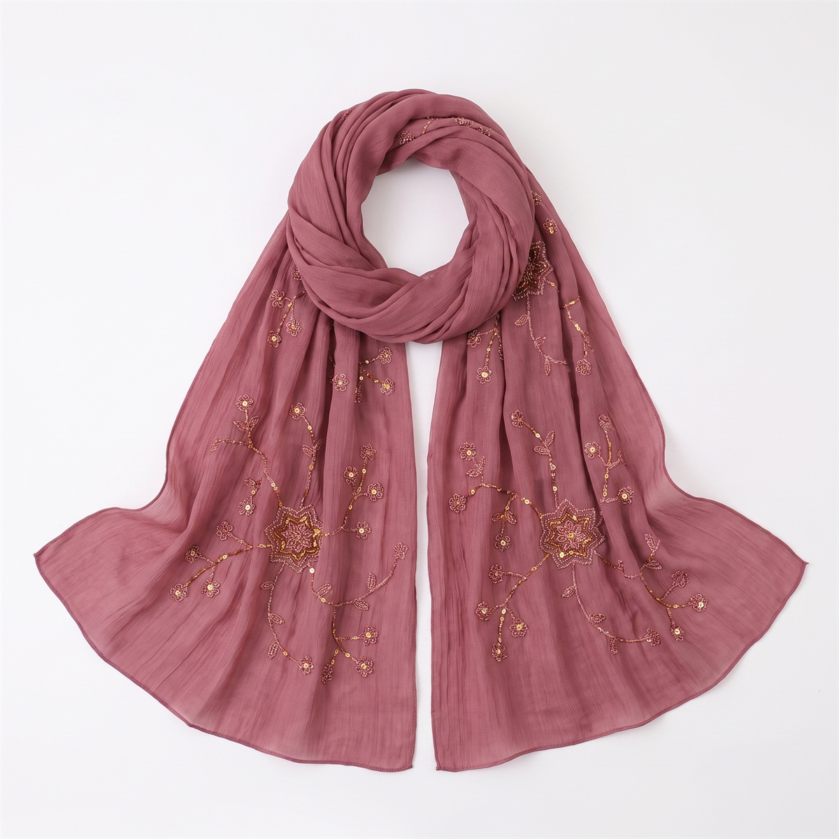 Fashion Crinkle Hijab Scarf Wi - Embroidery Hijab 评论和价格