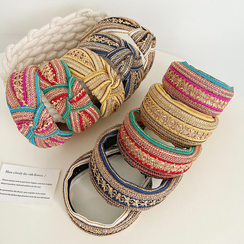 Women Girls Vintage Bohemian E - Embroidery Gold 评论和价格