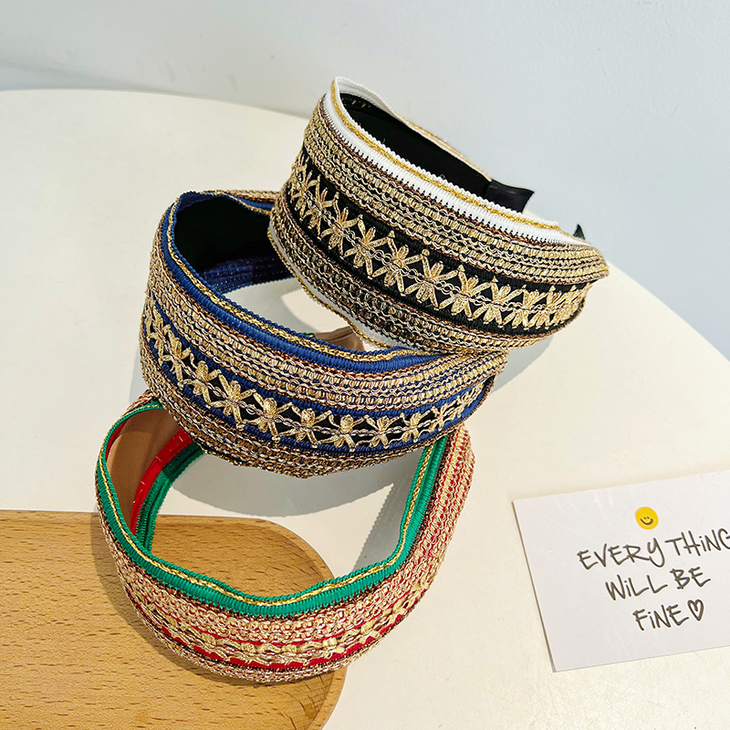 Women Girls Vintage Bohemian E - Embroidery Gold 评论和价格