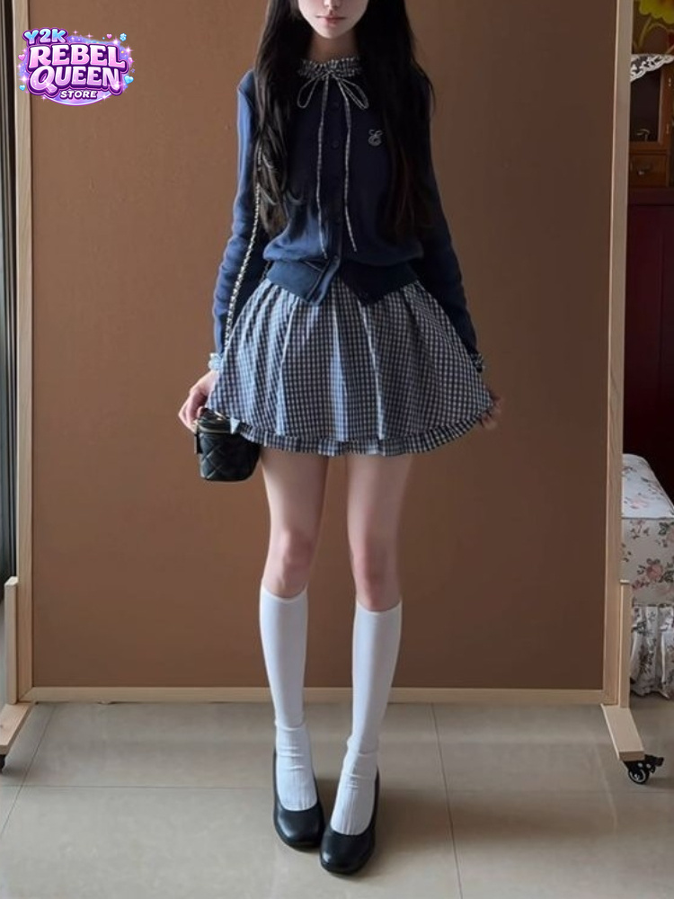 Japanese Preppy Sweet 2 Piece  - Embroidery Cardigan 评论和价格