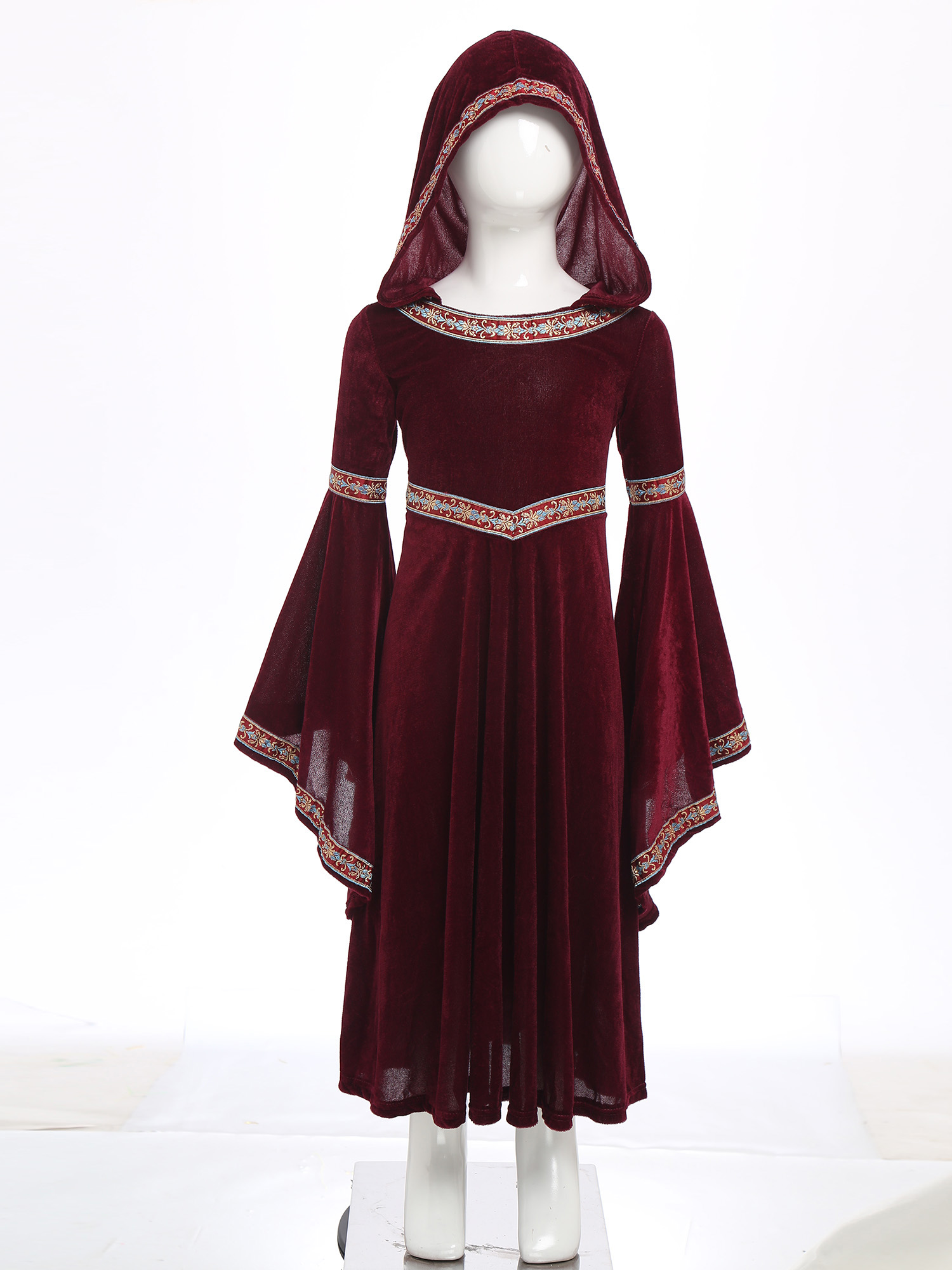 Hooded Medieval Princess Costu - Embroidery Motif 评论和价格