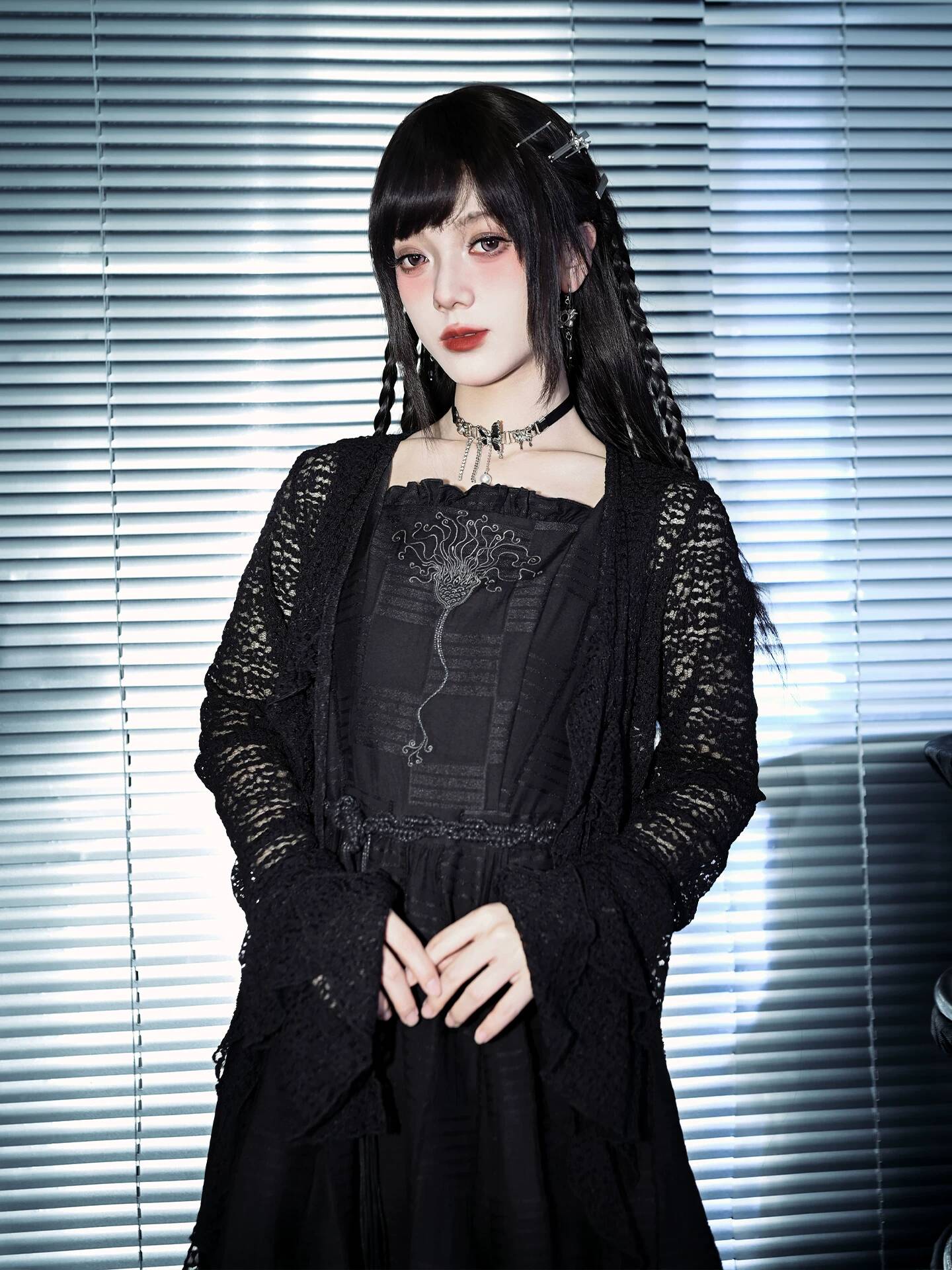 New Crinoid Embroidery Black D - Embroidery Dress 评论和价格
