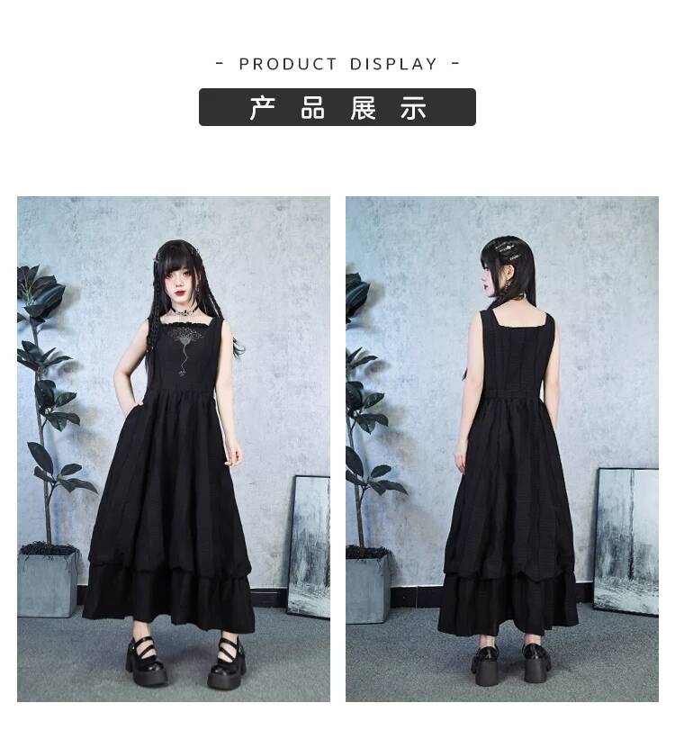 New Crinoid Embroidery Black D - Embroidery Dress 评论和价格