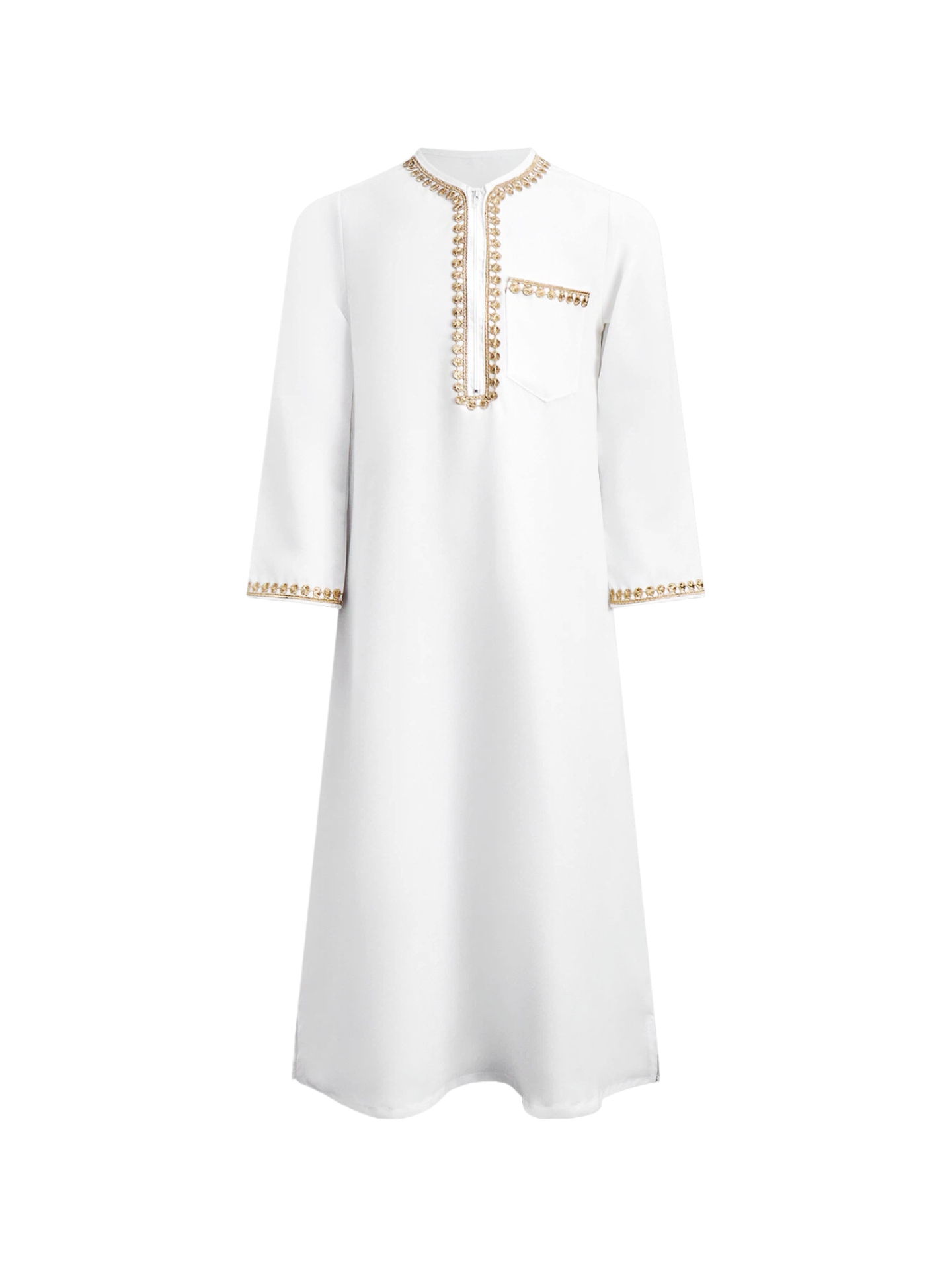 Boys Arabic Thobe White Gold E - Embroidery Gold 评论和价格