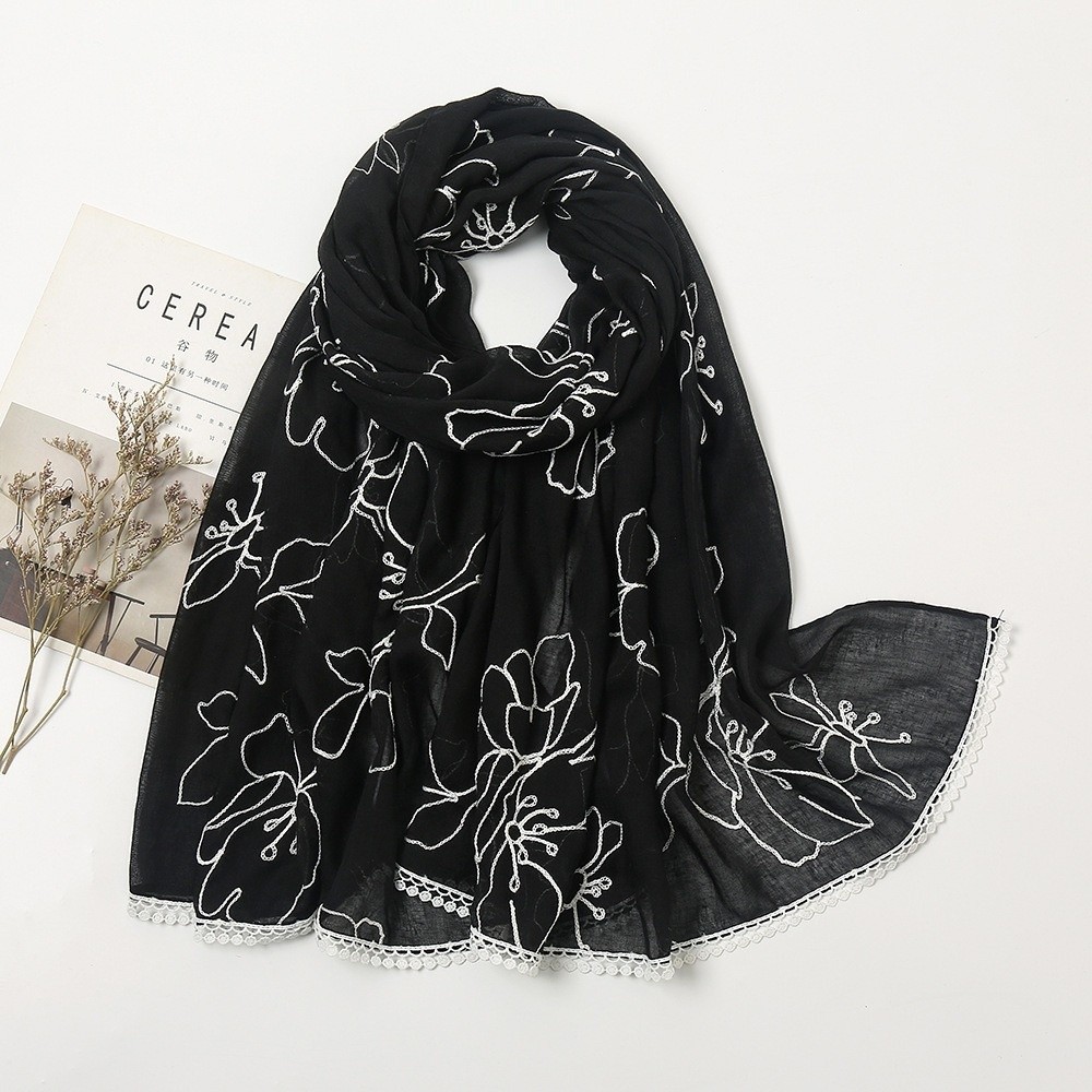 Versatile Elegant Hijab Scarf  - Embroidery Hijab 评论和价格