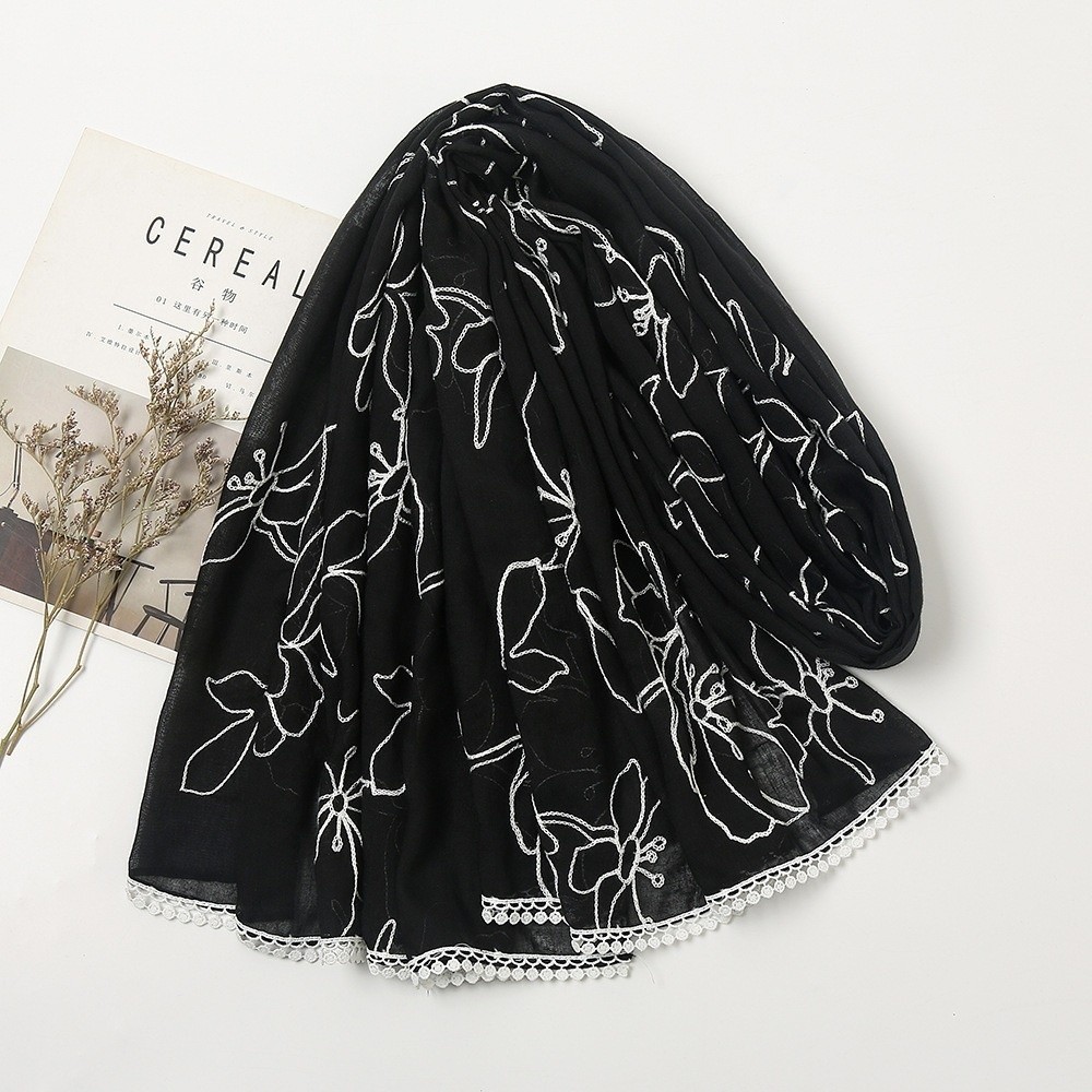 Versatile Elegant Hijab Scarf  - Embroidery Hijab 评论和价格