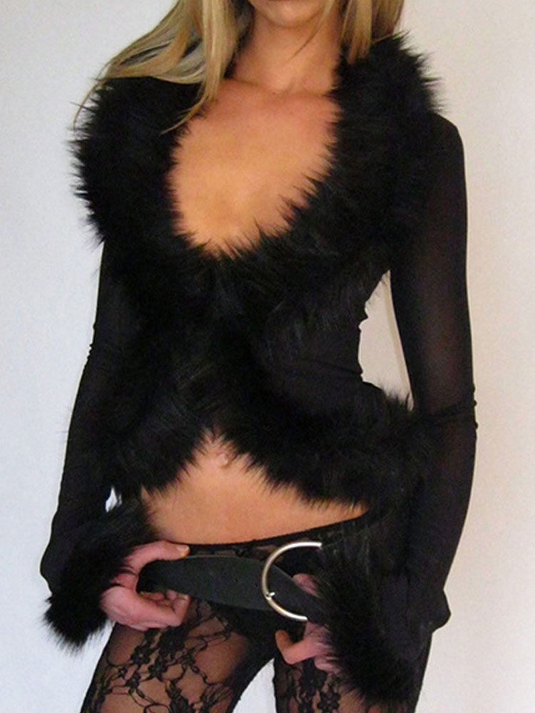 Black Sexy Sheer See Through C - Embroidery Cardigan 评论和价格