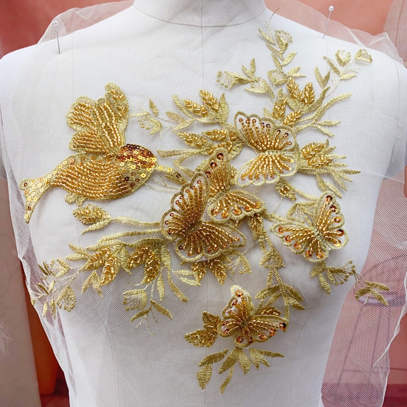 Exquisite Gold Pink Metal Blue - Embroidery Gold 评论和价格