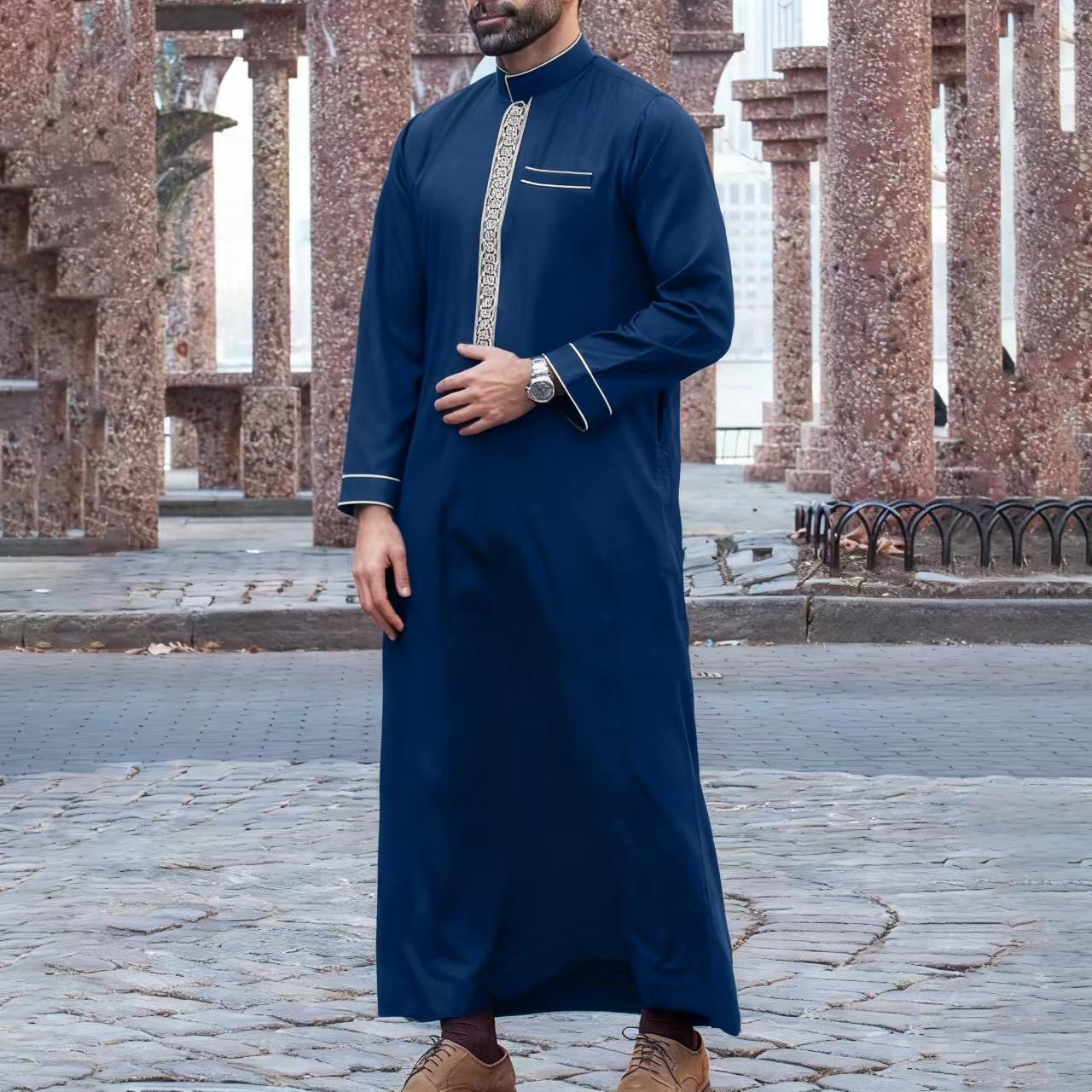 2025Muslim ethnic style, men's - Embroidery Jersey 评论和价格
