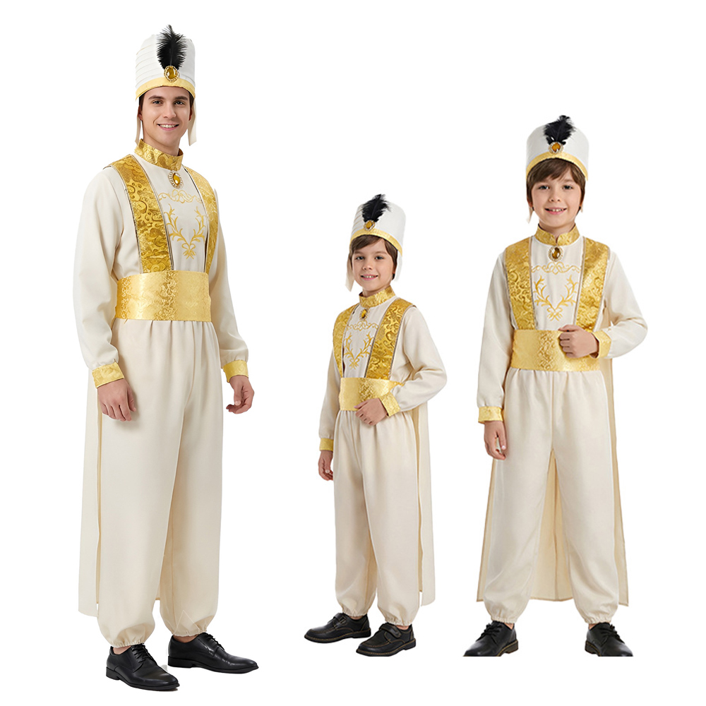 Adult Aladdin Cosplay Costume  - Embroidery Gold 评论和价格