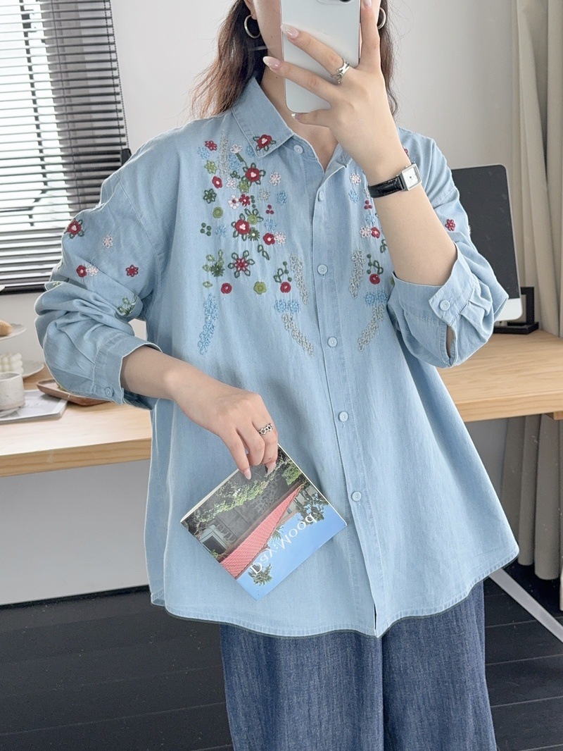 Harajuku y2k Denim Shirts Wome - Embroidery Jeans 评论和价格