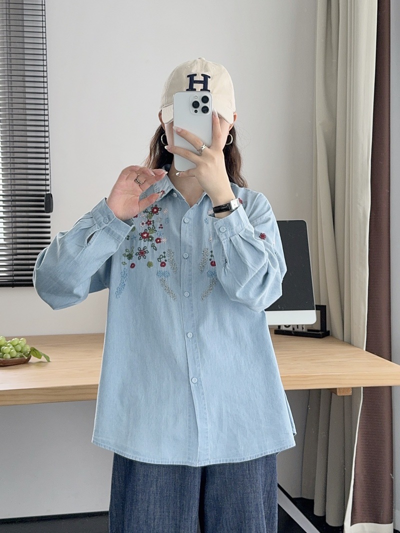 Harajuku y2k Denim Shirts Wome - Embroidery Jeans 评论和价格