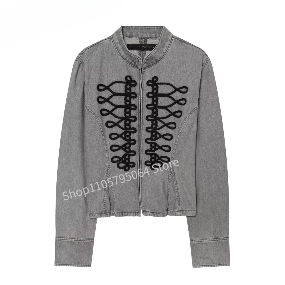 New French Style Retro Grey De - Embroidery Jeans 评论和价格