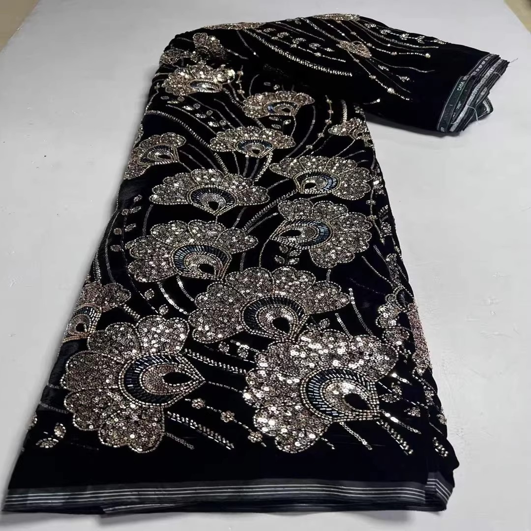 5yard New velvet tela Sequin b - Embroidery Youtube 评论和价格