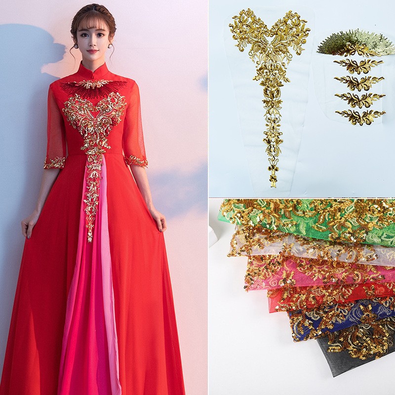 1Set Gold Foil Peony Sequin Em - Embroidery Gold 评论和价格