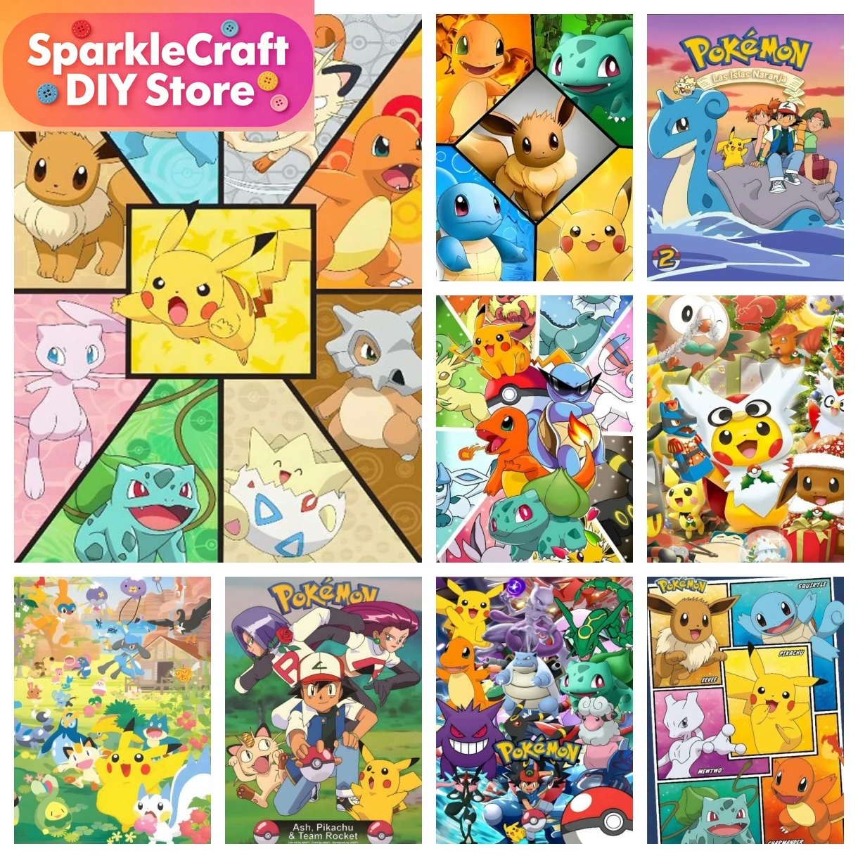 1pc frameless Cartoon Pokemon  - Embroidery Ideas 评论和价格