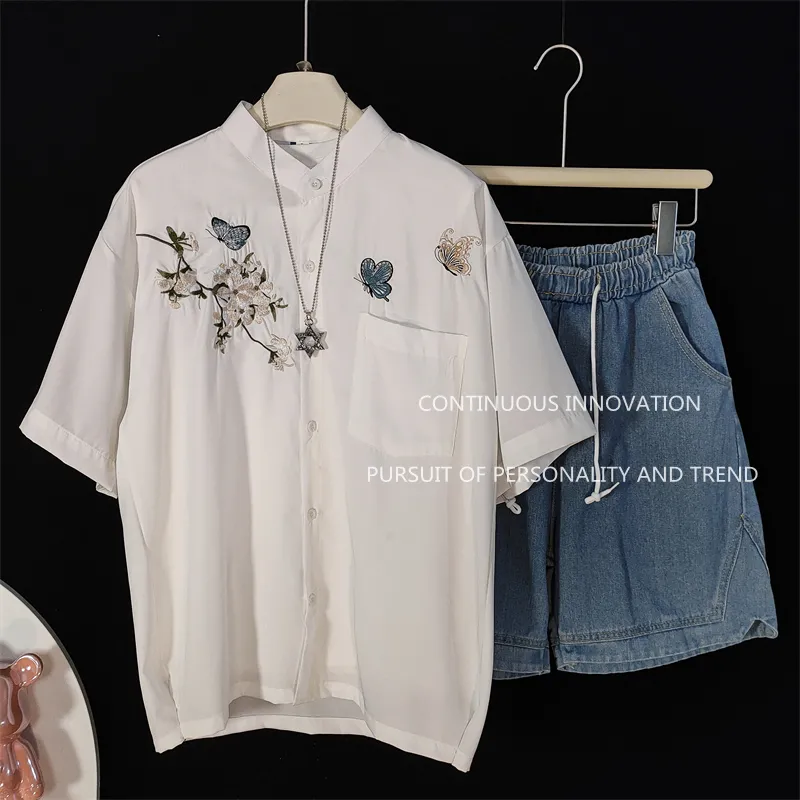 Men's 3 Piece Set Chinese Styl - Embroidery Men Shirt 评论和价格