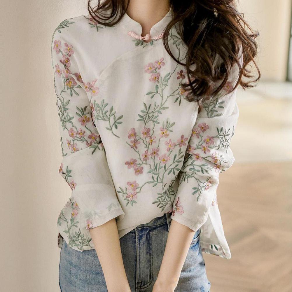 Women Shirt Chinese Style Embr - Embroidery Cardigan 评论和价格