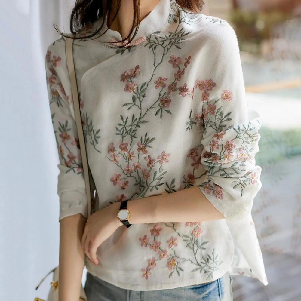 Women Shirt Chinese Style Embr - Embroidery Cardigan 评论和价格