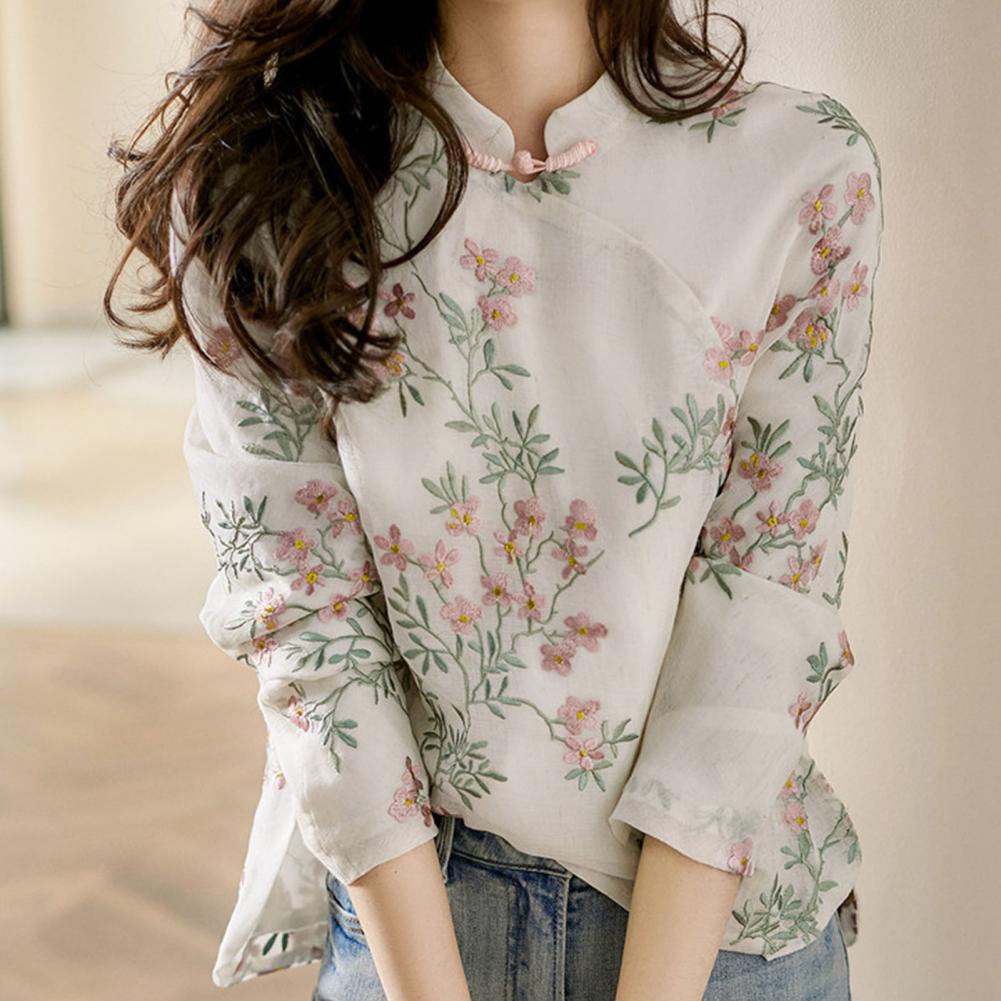 Women Shirt Chinese Style Embr - Embroidery Cardigan 评论和价格