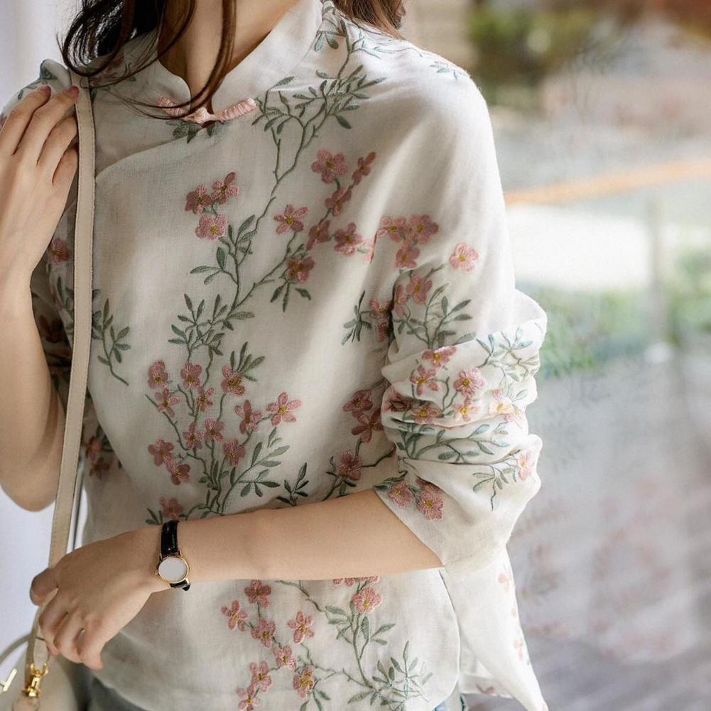 Women Shirt Chinese Style Embr - Embroidery Cardigan 评论和价格