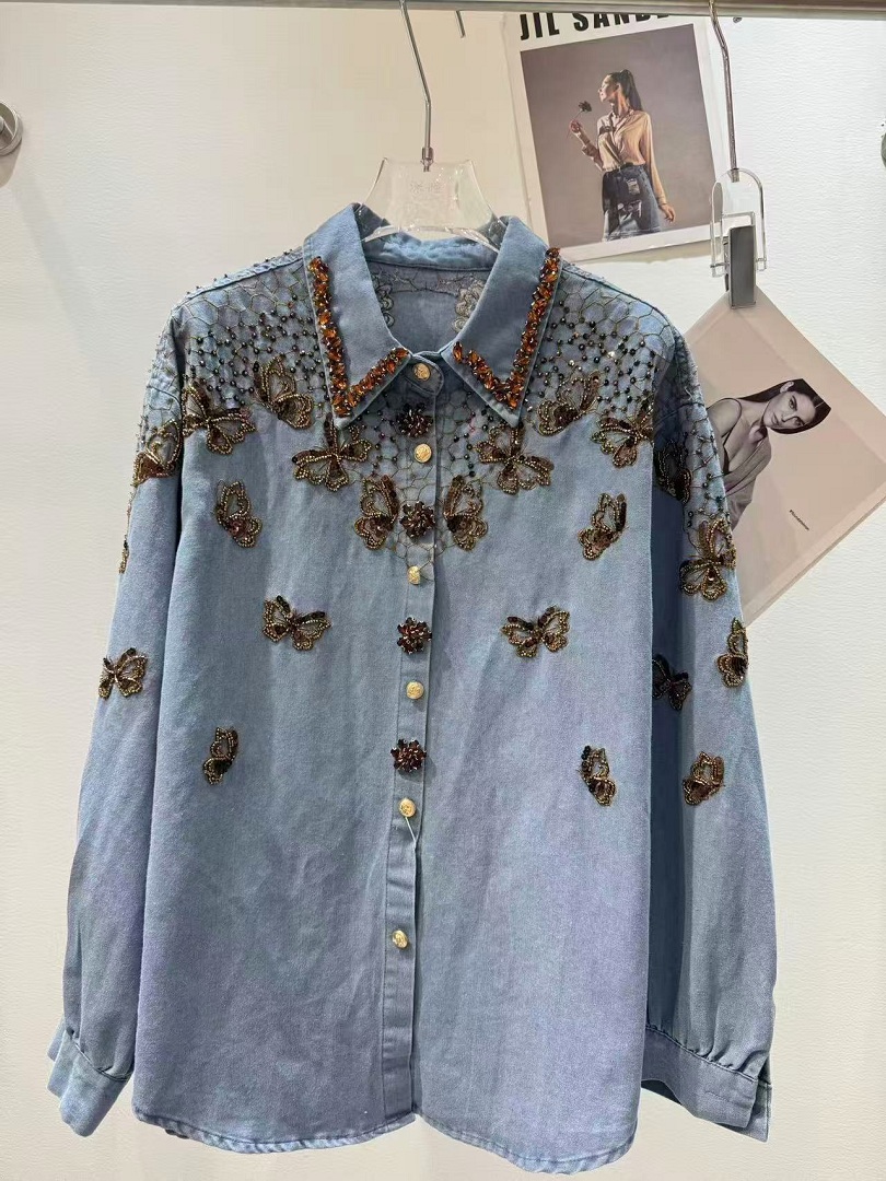 Luxury Style Denim Jacket For  - Embroidery Jeans 评论和价格
