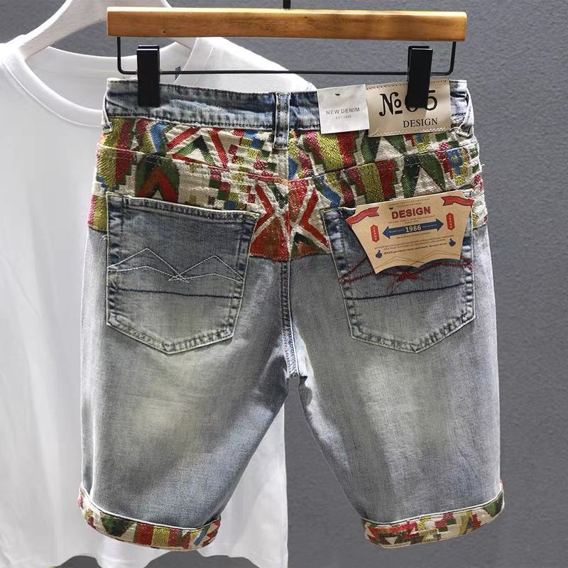 Man Denim Shorts Selvedge Mult - Embroidery Jeans 评论和价格