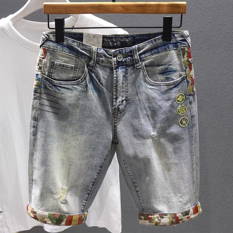 Man Denim Shorts Selvedge Mult - Embroidery Jeans 评论和价格