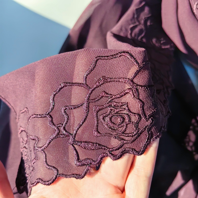 Purple Chiffon Hijab Shawls Wo - Embroidery Hijab 评论和价格