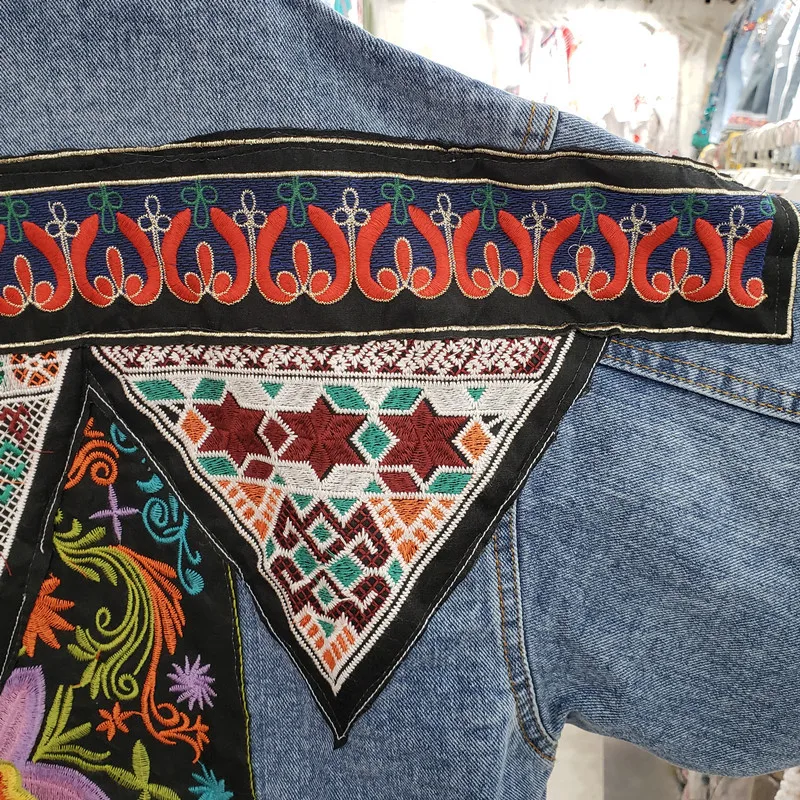 Vintage Blue Embroidery Sequin - Embroidery Jeans 评论和价格